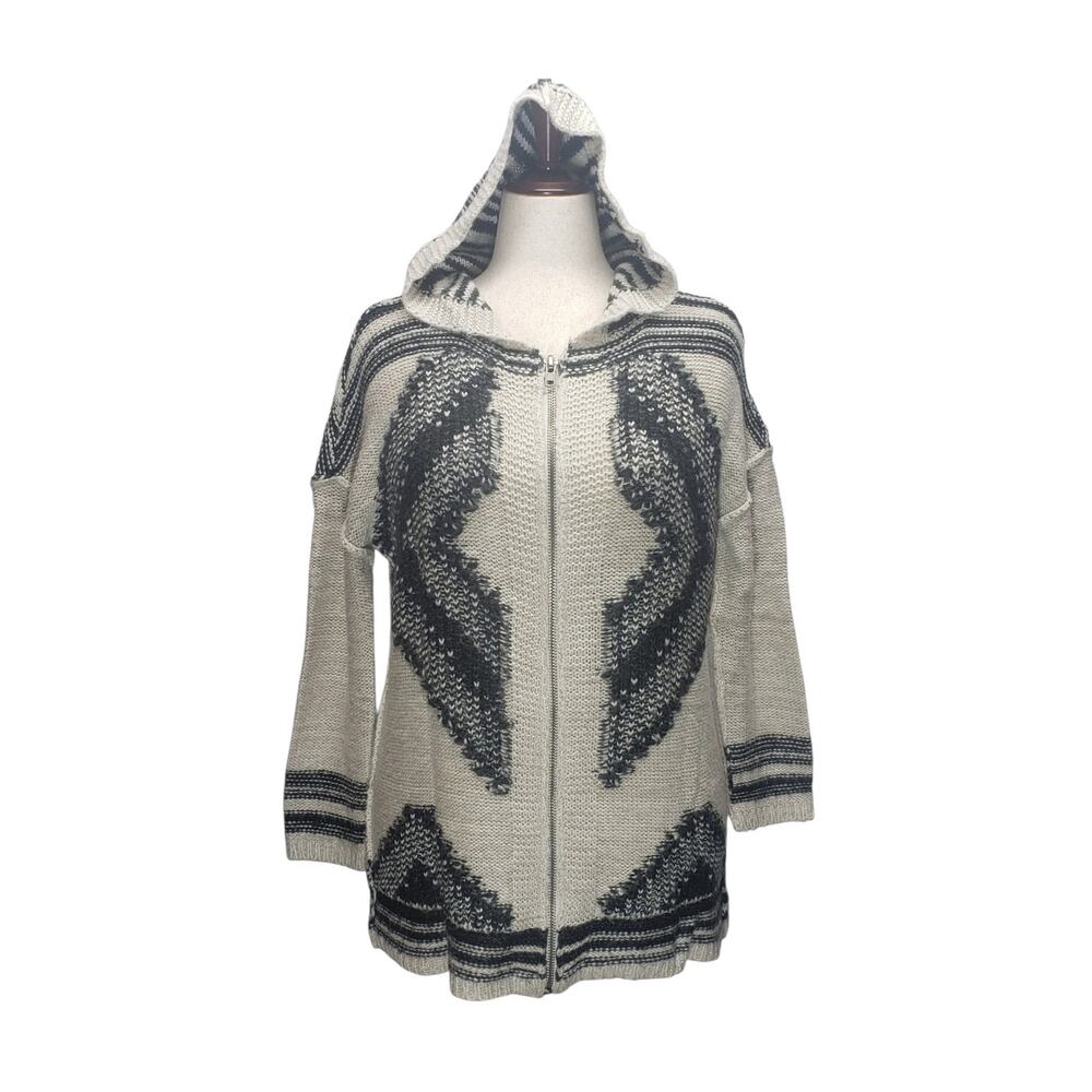 RDI Aztec Fringe Hooded Zip Sweater Women SP Southwestern Cozycore Cardigan